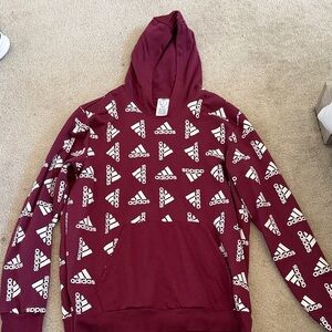 Adidas Maroon Hoodie with White Logo Design